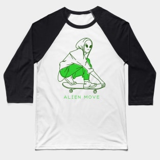 Alien skateboarding Baseball T-Shirt